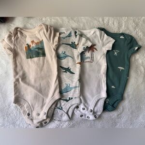 Carter's Dinosaur Print Bodysuit Set - Cream, Green, White